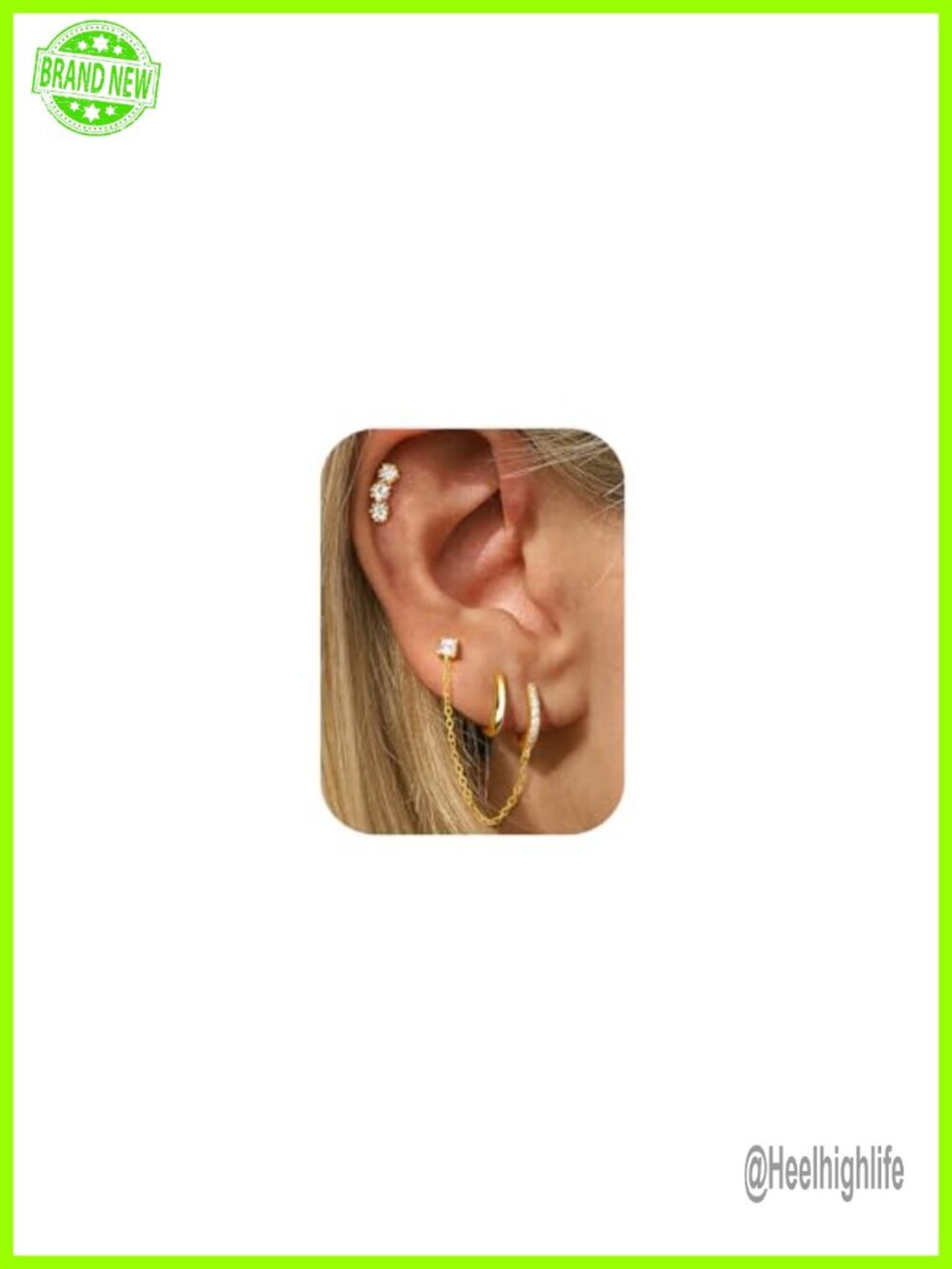 14K Gold Plated Hypoallergenic Earring Set for Women Small Hoop Huggie Stud